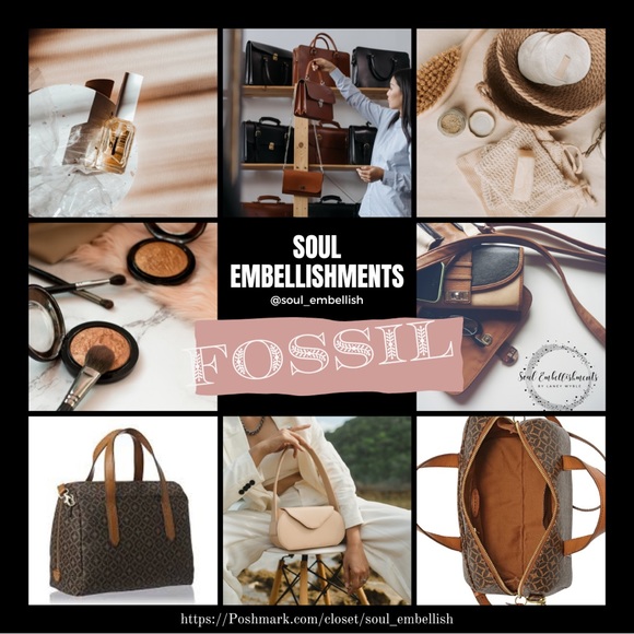 ๐ฅณHP LUXE Sydney Signature Satchel Dark Brown Print Leather Duffle Bag by Fossil - Picture 5 of 16